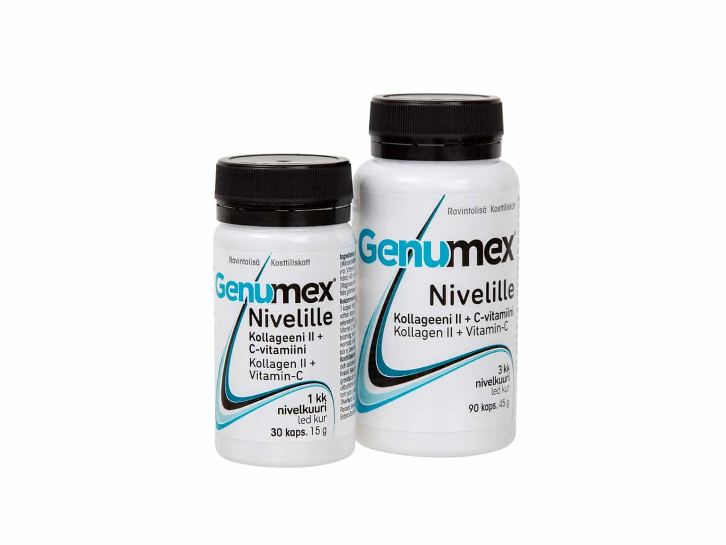 Genumex®ravintolisä nivelille tuotepakkaukset